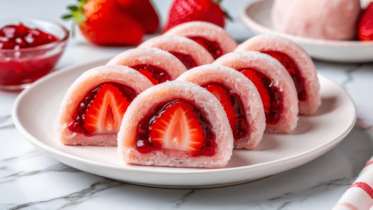 La recette buzz facile : Mochis express fraise en 15 min (sans farine de riz)